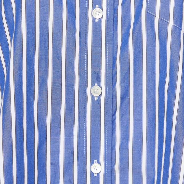 Pre Owned Sacai Blue Striped Cotton Poplin Flared Shirt S