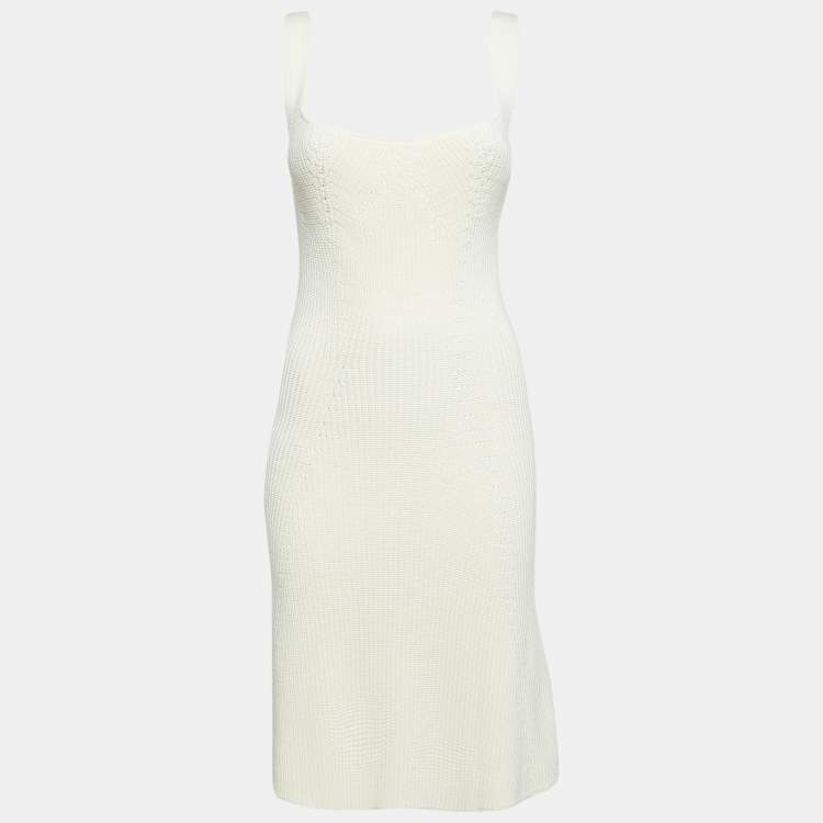Pre Owned Safiyaa White Ivory Rib Knit Huanca Mini Dress S