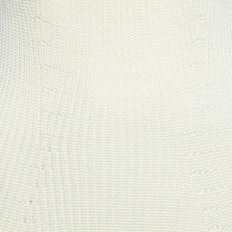 Pre Owned Safiyaa White Ivory Rib Knit Huanca Mini Dress S