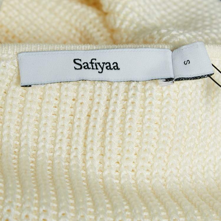 Pre Owned Safiyaa White Ivory Rib Knit Huanca Mini Dress S
