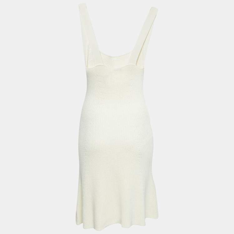 Pre Owned Safiyaa White Ivory Rib Knit Huanca Mini Dress S