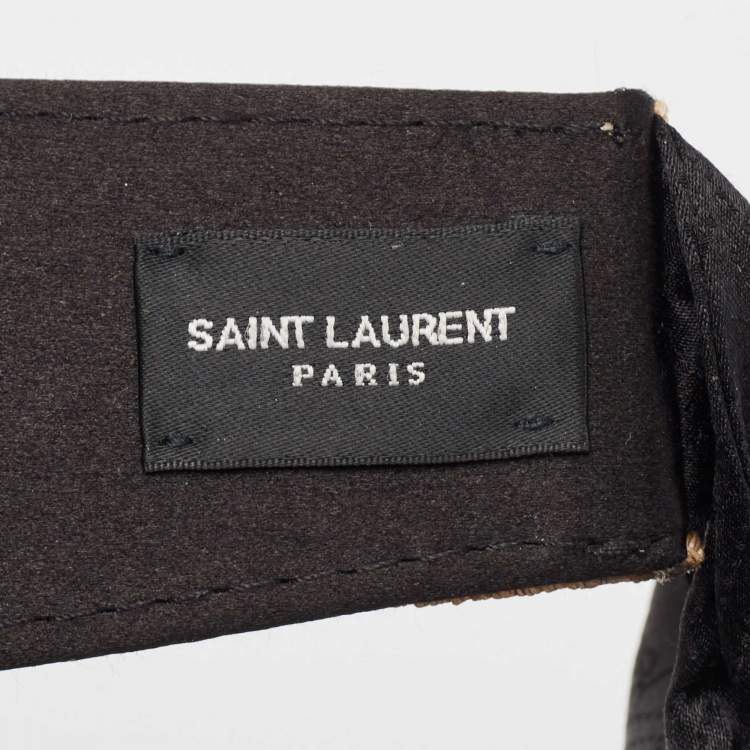 Pre Owned Saint Laurent Beige Scarf Detail Straw Visor Size 57