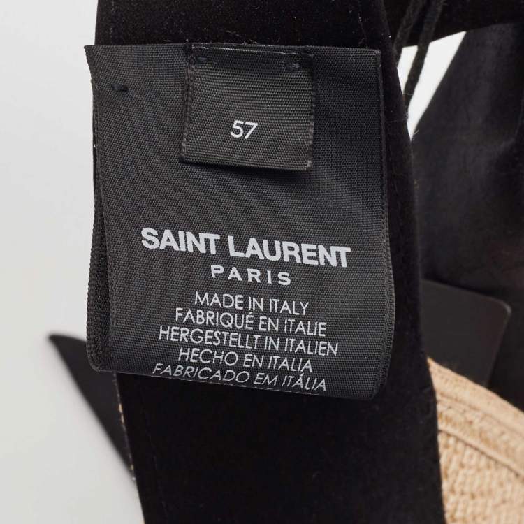 Pre Owned Saint Laurent Beige Scarf Detail Straw Visor Size 57