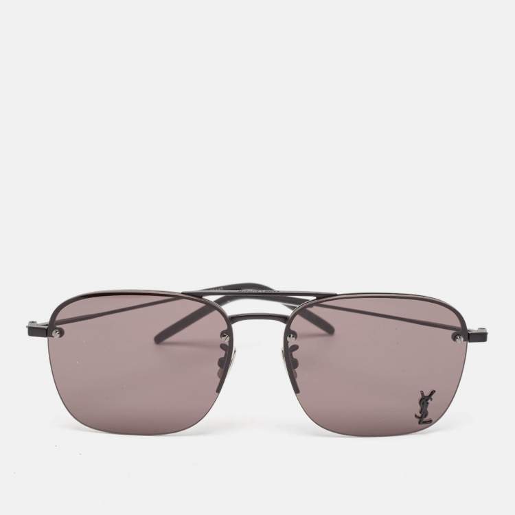 Pre Owned Saint Laurent Black SL309 Metal Frame Aviator Sunglasses