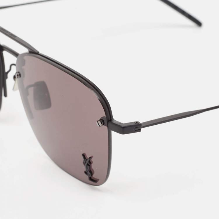 Pre Owned Saint Laurent Black SL309 Metal Frame Aviator Sunglasses