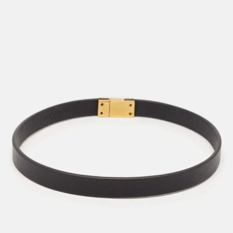 Pre Owned Saint Laurent Black Leather Le Carré Double Wrap Belt