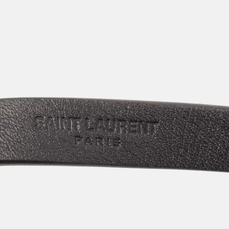 Pre Owned Saint Laurent Black Leather Le Carré Double Wrap Belt