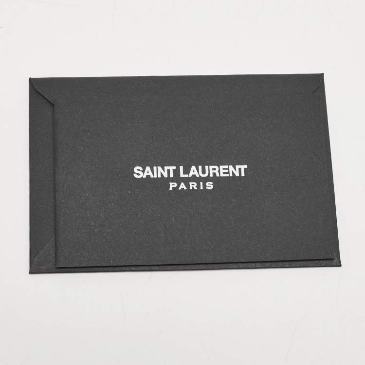 Pre Owned Saint Laurent Black Leather Cassandre Buckle Belt 80CM