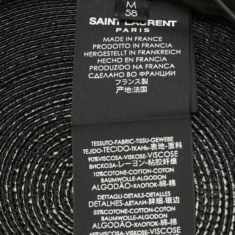 Pre Owned Saint Laurent Paris Black Straw Chapeau Grand Canotier Hat M