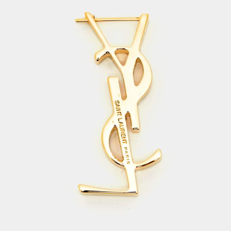 Pre Owned Saint Laurent Monogram Gold Tone Single Earring