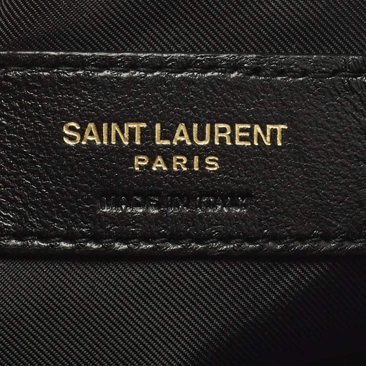 Pre Owned Saint Laurent Gaby Cosmetic Pouch Black Quilted Leather