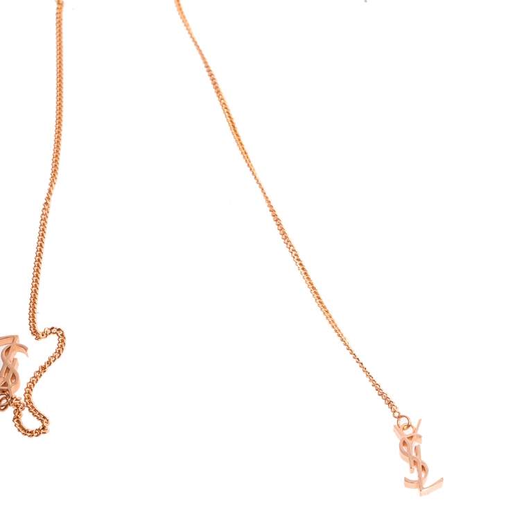 Pre Owned Saint Laurent Opyum Rose Gold Tone Long Threader Earrings