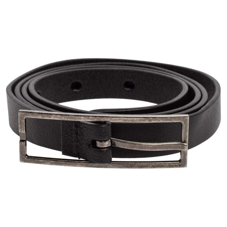 Authentic YSL Skinny Leather Black cheapest Belt Size 85 CM