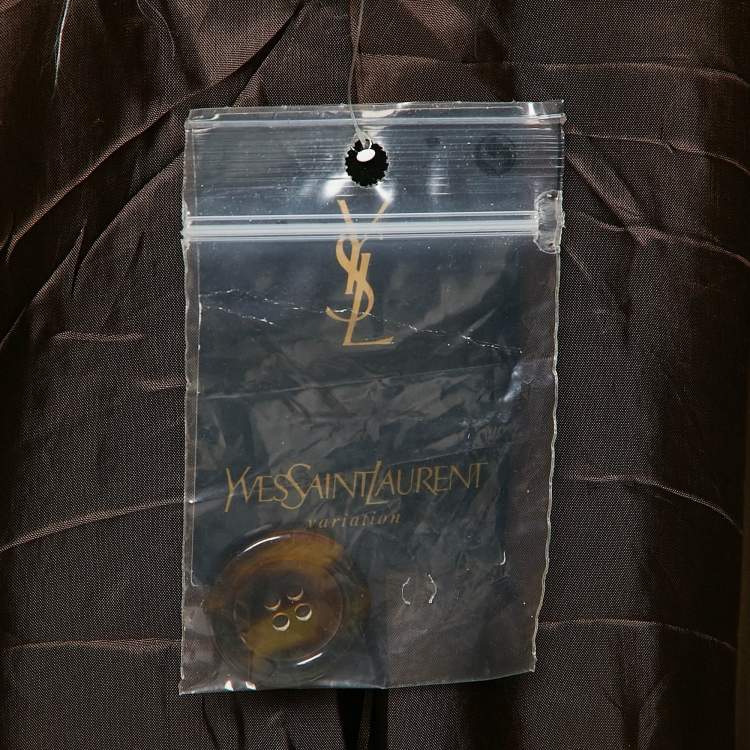 Pre Owned Yves Saint Laurent Vintage Yellow/Black Houndstooth Wool Double Breasted Blazer XL