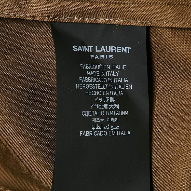 Pre Owned Saint Laurent Khaki Brown Cotton Single Breasted Coat M