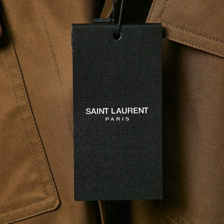 Pre Owned Saint Laurent Khaki Brown Cotton Single Breasted Coat M