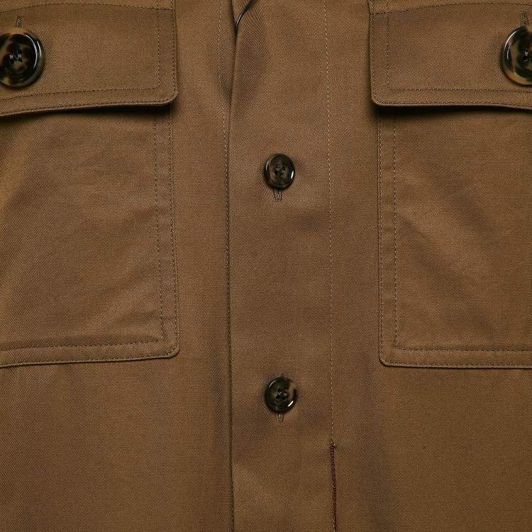 Pre Owned Saint Laurent Khaki Brown Cotton Single Breasted Coat M
