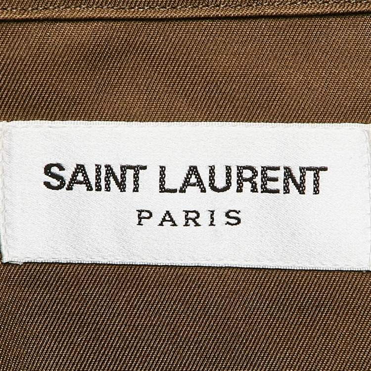 Pre Owned Saint Laurent Khaki Brown Cotton Single Breasted Coat M