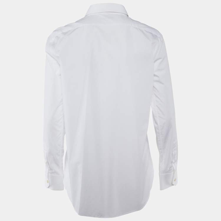 Pre Owned Saint Laurent Paris White Cotton Button Front Shirt L