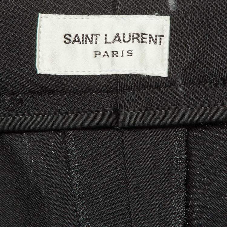 Pre Owned Saint Laurent Paris Black Wool Straight Leg Trousers L