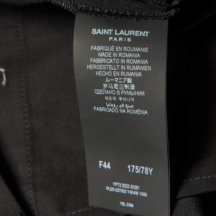 Pre Owned Saint Laurent Paris Black Wool Straight Leg Trousers L