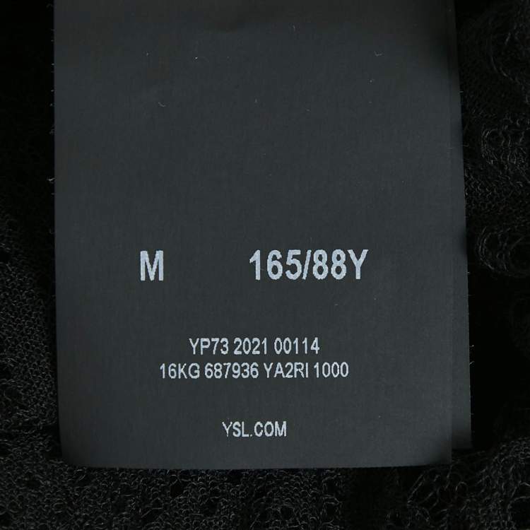 Pre Owned Saint Laurent Black Pointelle knit Sheer Midi Dress M