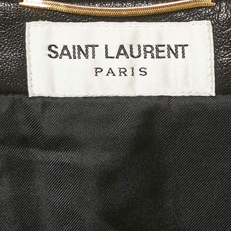 Pre Owned Saint Laurent Black Leather Pleated Mini Skirt M