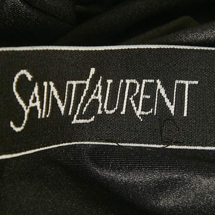 Pre Owned Saint Laurent Paris Black Logo Waistband Jersey Leggings M
