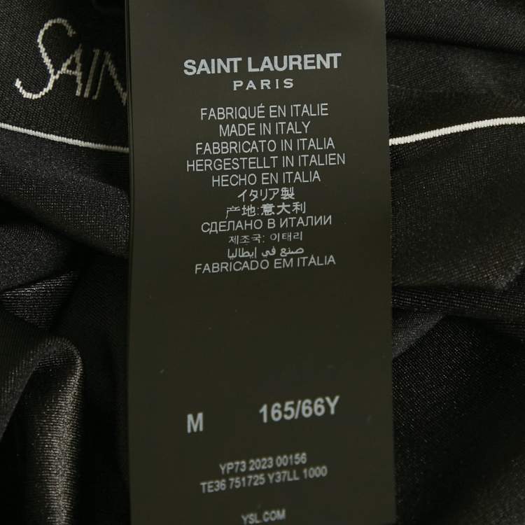 Pre Owned Saint Laurent Paris Black Logo Waistband Jersey Leggings M