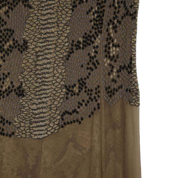 Pre Owned Saint Laurent Paris Snake Print Gown M
