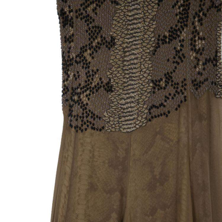 Pre Owned Saint Laurent Paris Snake Print Gown M