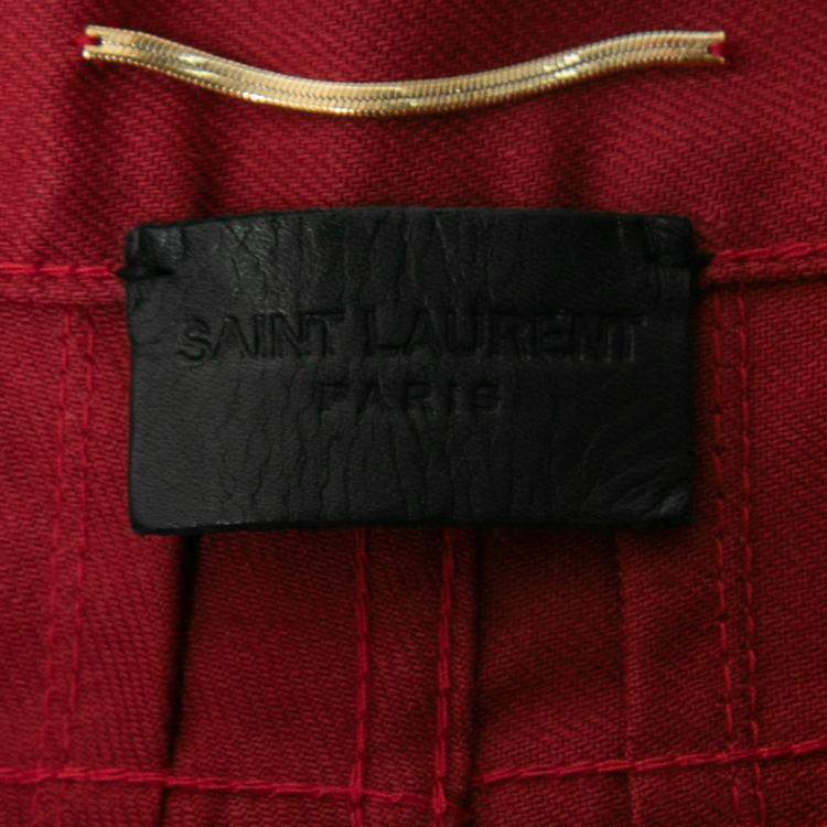 Pre Owned Saint Laurent Paris Brick Red Stretch Denim Skinny Jeans M