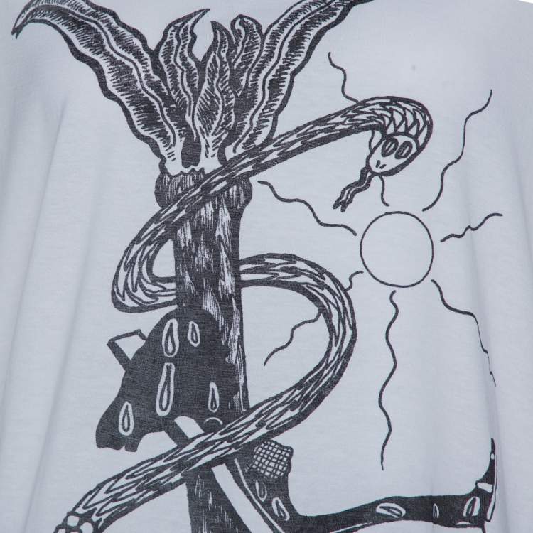 Pre Owned Saint Laurent Paris White Cotton Logo Printed T Shirt XL
