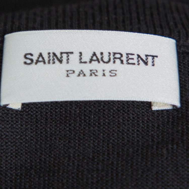 Pre Owned Saint Laurent Paris Black Wool V-Neck Sweater XXL