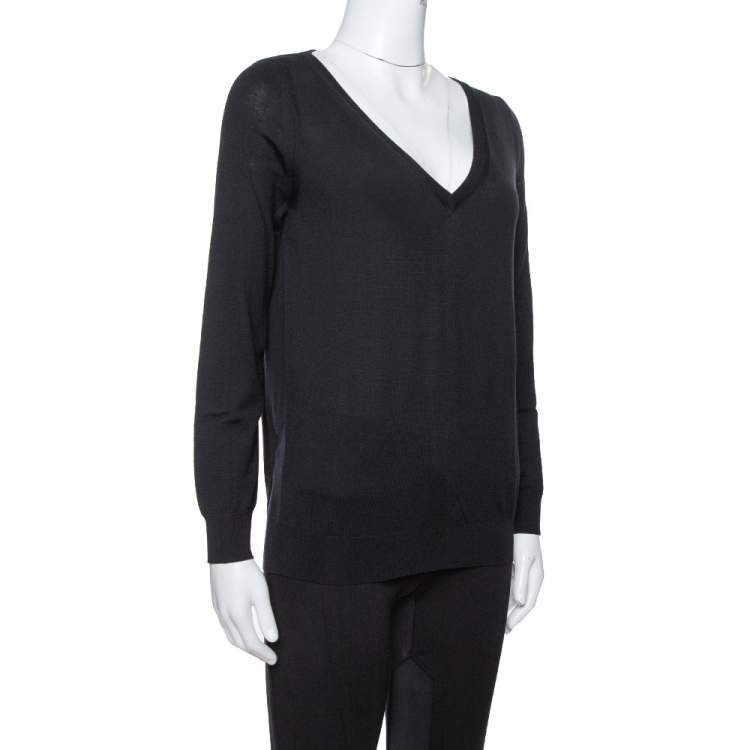 Pre Owned Saint Laurent Paris Black Wool V-Neck Sweater S