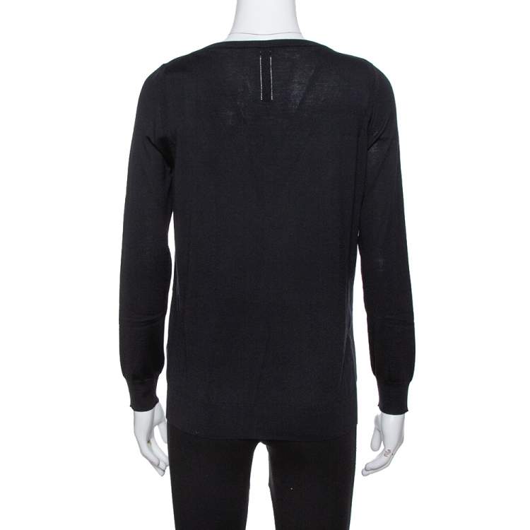 Pre Owned Saint Laurent Paris Black Wool V-Neck Sweater S