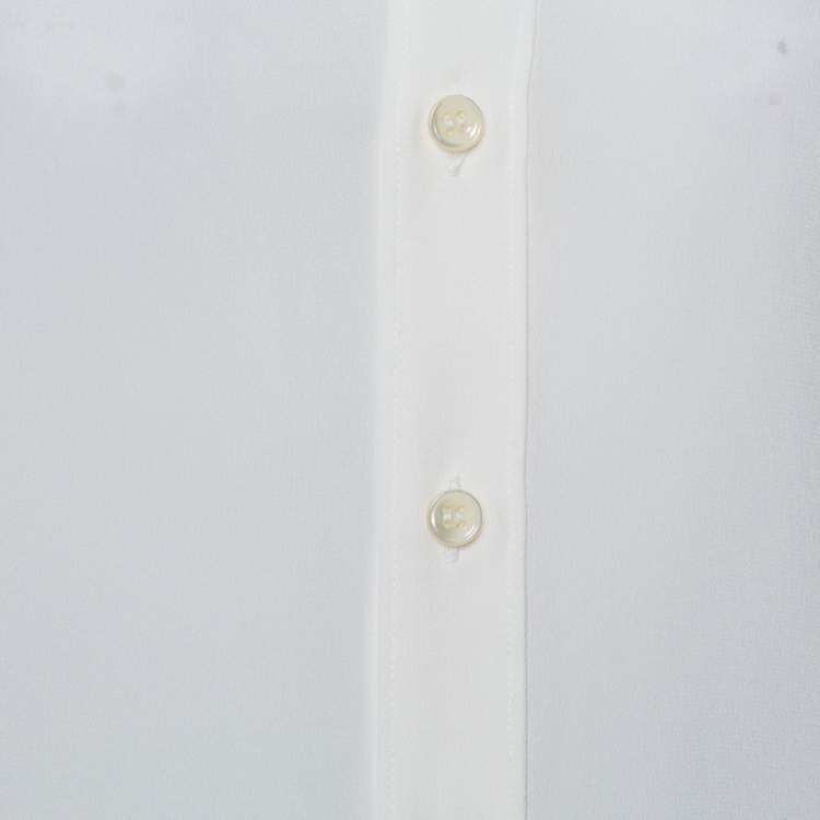 Pre Owned Saint Laurent Paris Off White Silk Button Front Shirt S