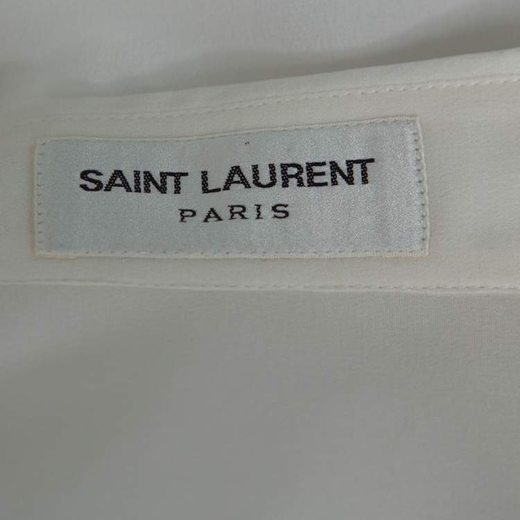 Pre Owned Saint Laurent Paris Off White Silk Button Front Shirt S