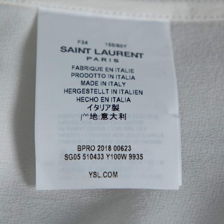 Pre Owned Saint Laurent Paris Off White Silk Button Front Shirt S