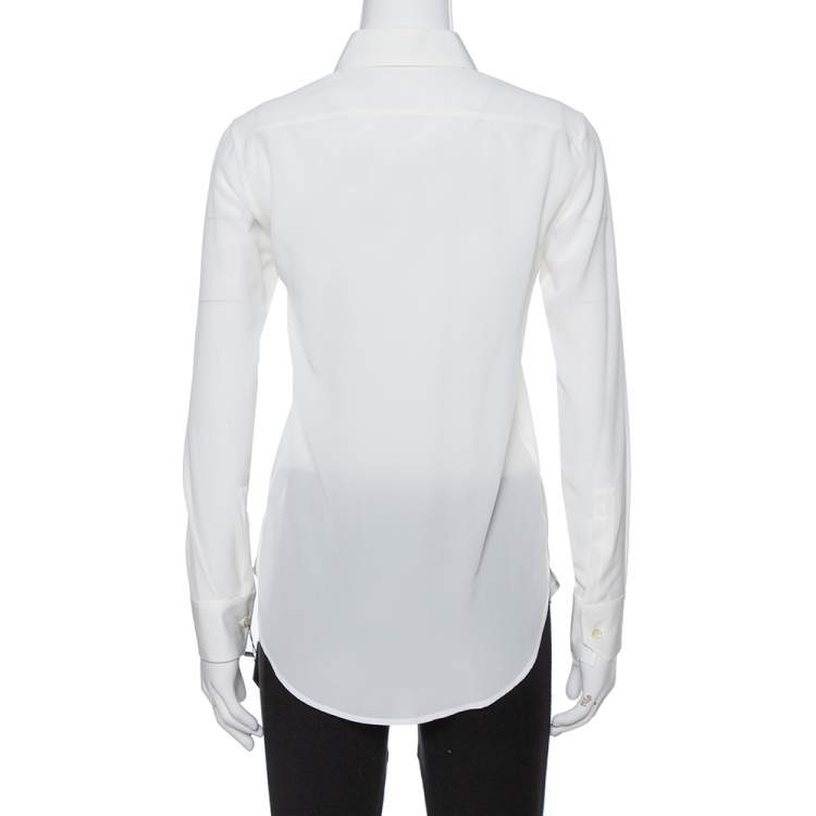 Pre Owned Saint Laurent Paris Off White Silk Button Front Shirt S