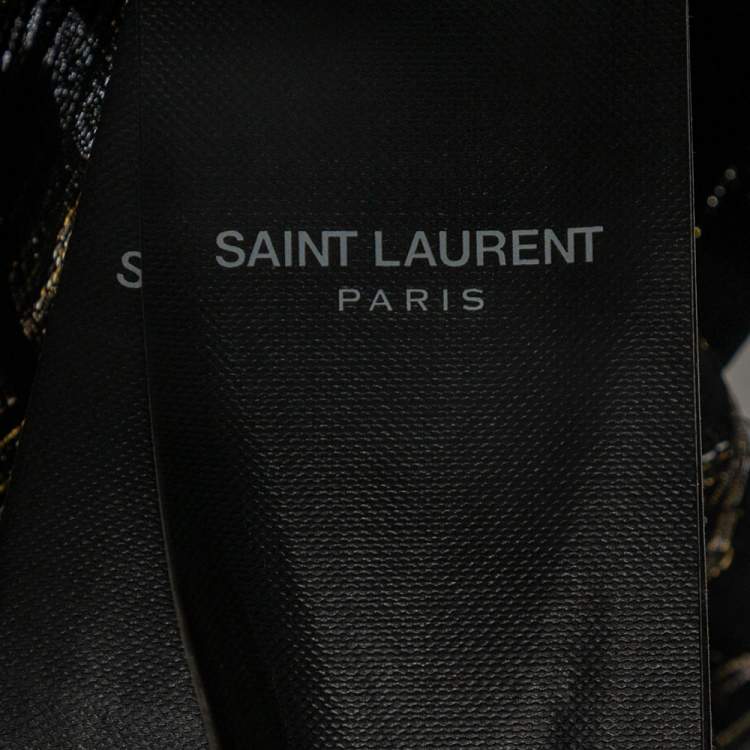 Pre Owned Saint Laurent Metallic Lurex Silk Flap Pocket Detail Mini Shirt Dress S