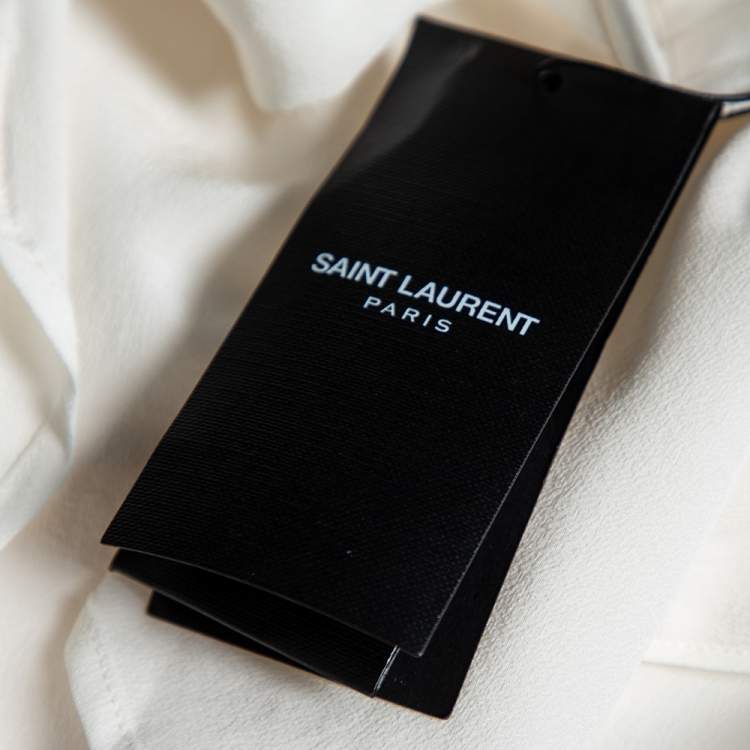 Pre Owned Saint Laurent Off White Silk Button Front Shirt S
