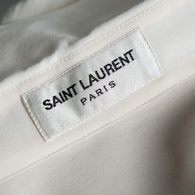 Pre Owned Saint Laurent Off White Silk Button Front Shirt S