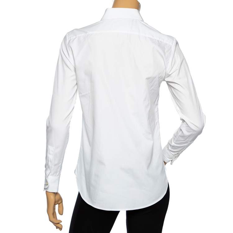 Pre Owned Saint Laurent White Cotton Button Front Shirt S