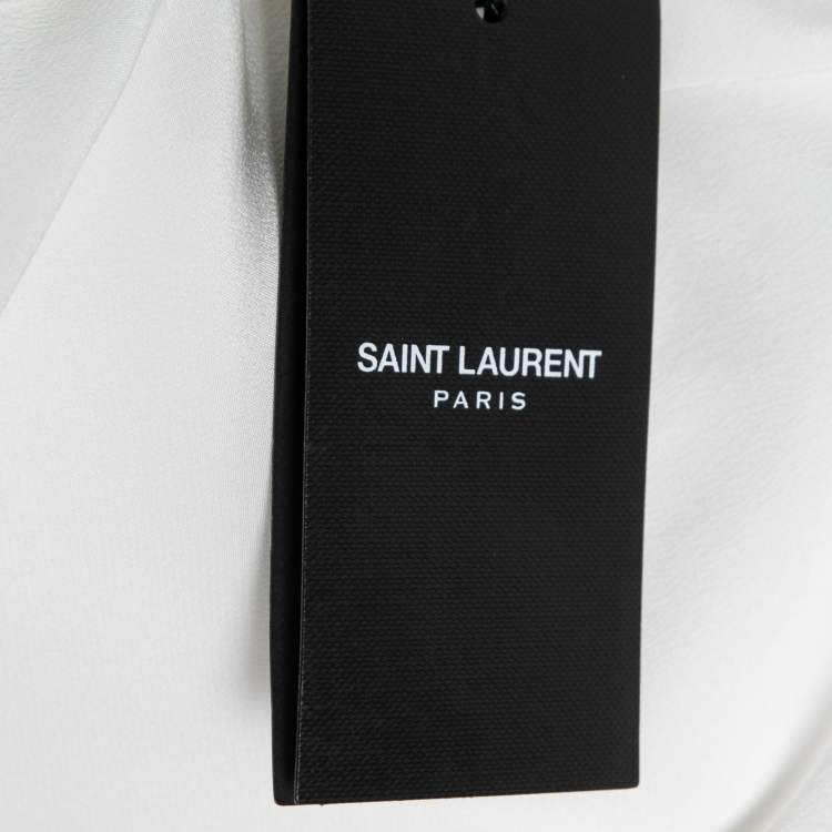 Pre Owned Saint Laurent Pearl White Crepe de Chine Silk Shirt L