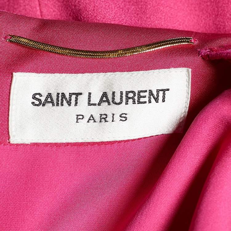Pre Owned Saint Laurent Paris Pink Crepe Shift Dress S