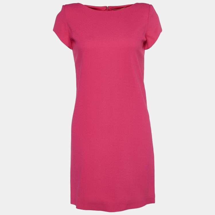 Pre Owned Saint Laurent Paris Pink Crepe Shift Dress S