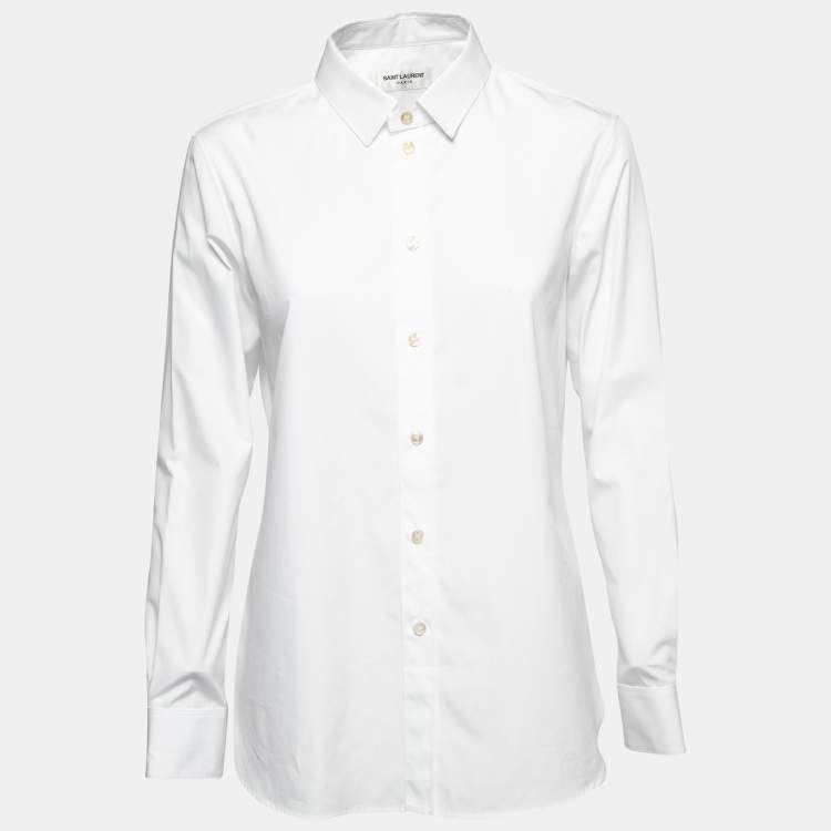 Pre Owned Saint Laurent Paris White Cotton Button Front Shirt L