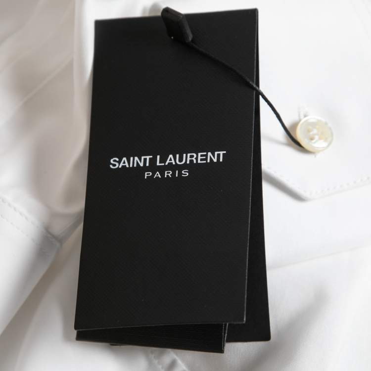 Pre Owned Saint Laurent Paris White Cotton Button Front Shirt L