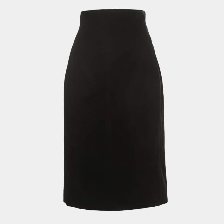 Pre Owned Saint Laurent Paris Black Velvet Pencil Skirt L